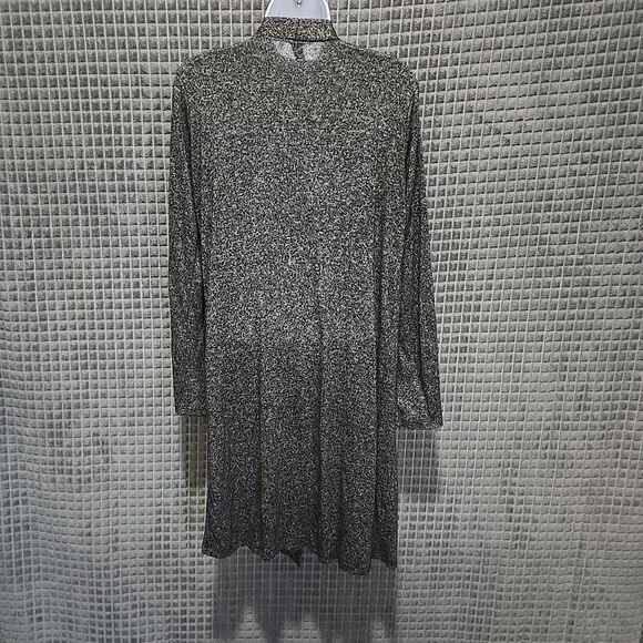 Long Soft Sweater Cardigan Duster SzL VTG USA Thin Boho Chic Gray Open Wrap Y2K - Picture 8 of 9